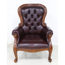 BAС 011 Кожаное кресло Grandfather burgundy (бордовая кожа)